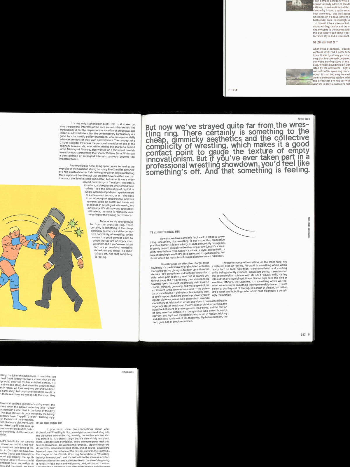 Postlife Magazine Issue Two editorial design open pages spread
