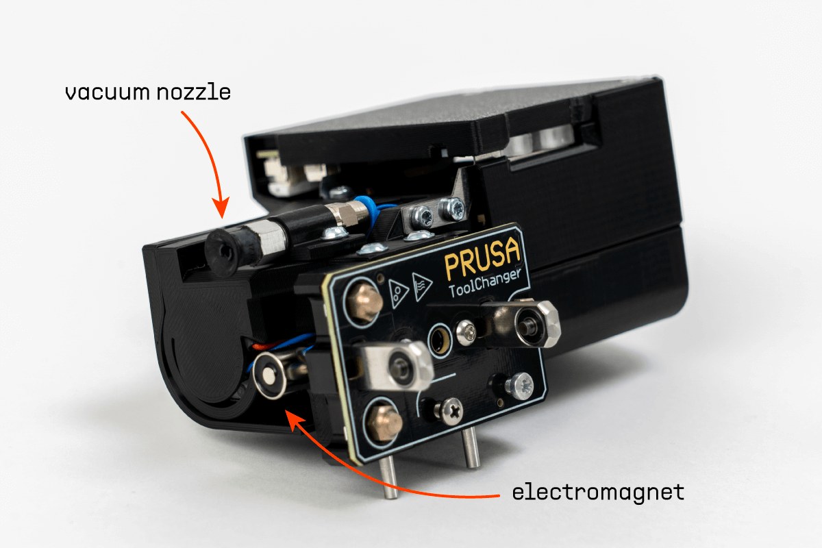 Technical diagram showing Prusa XL toolhead switching mechanism