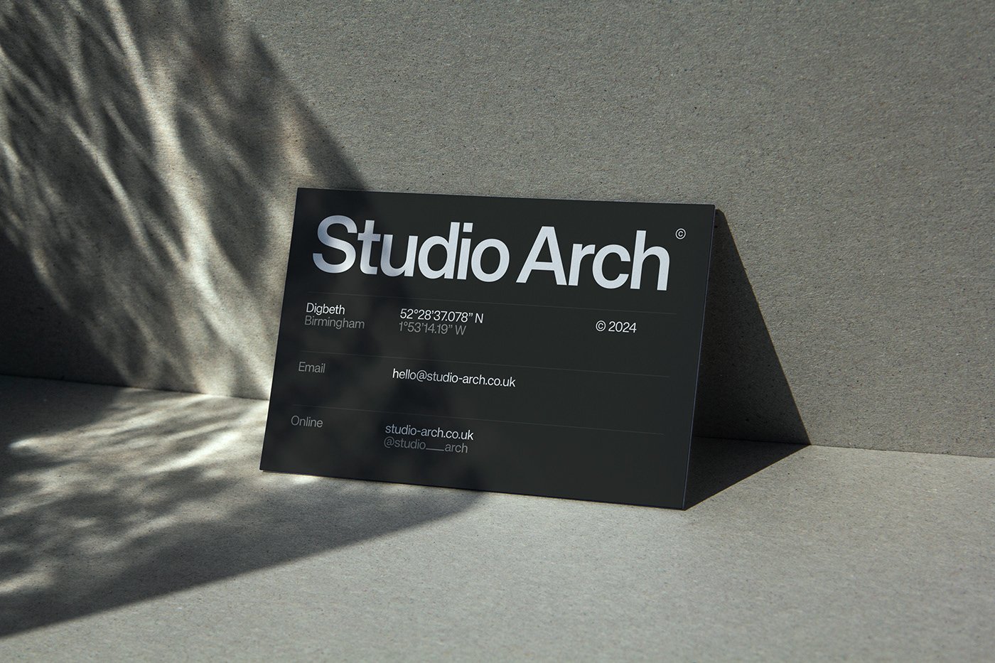 Studio Arch brand identity environmental and spatial applications