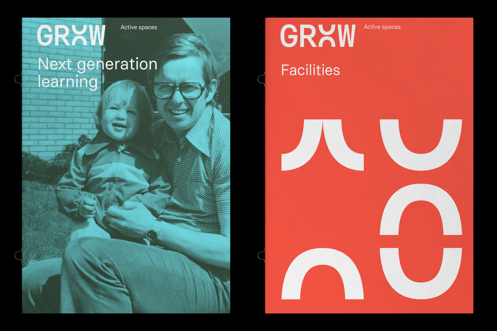 GROOW brand identity design applied to magazine editorial layout