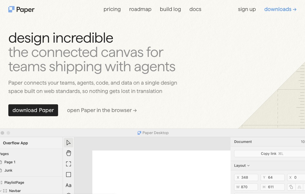 Paper.design homepage — vibe designing with MCP AI canvas