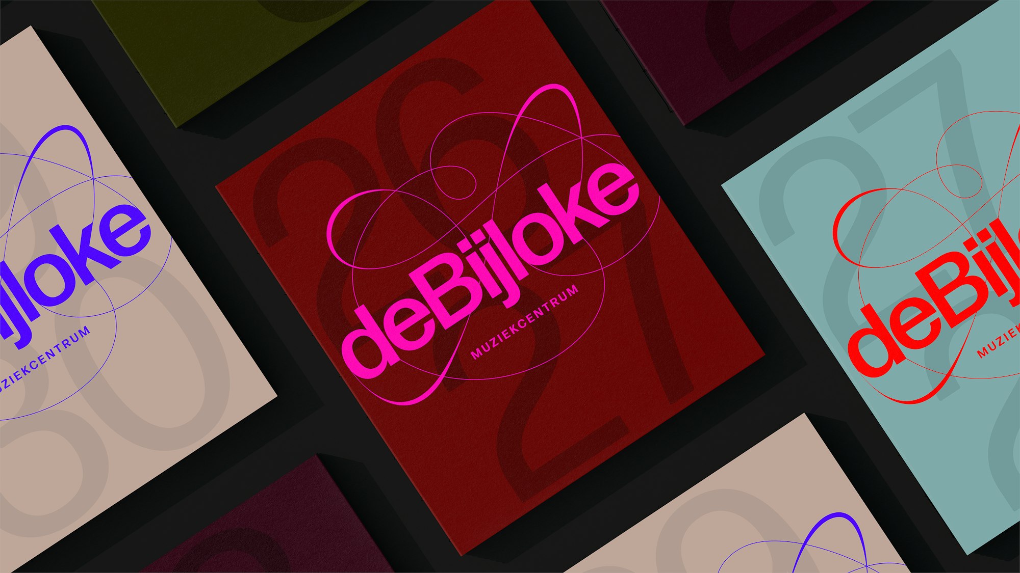 De Bijloke logo in three colorways with orbit swoosh lines