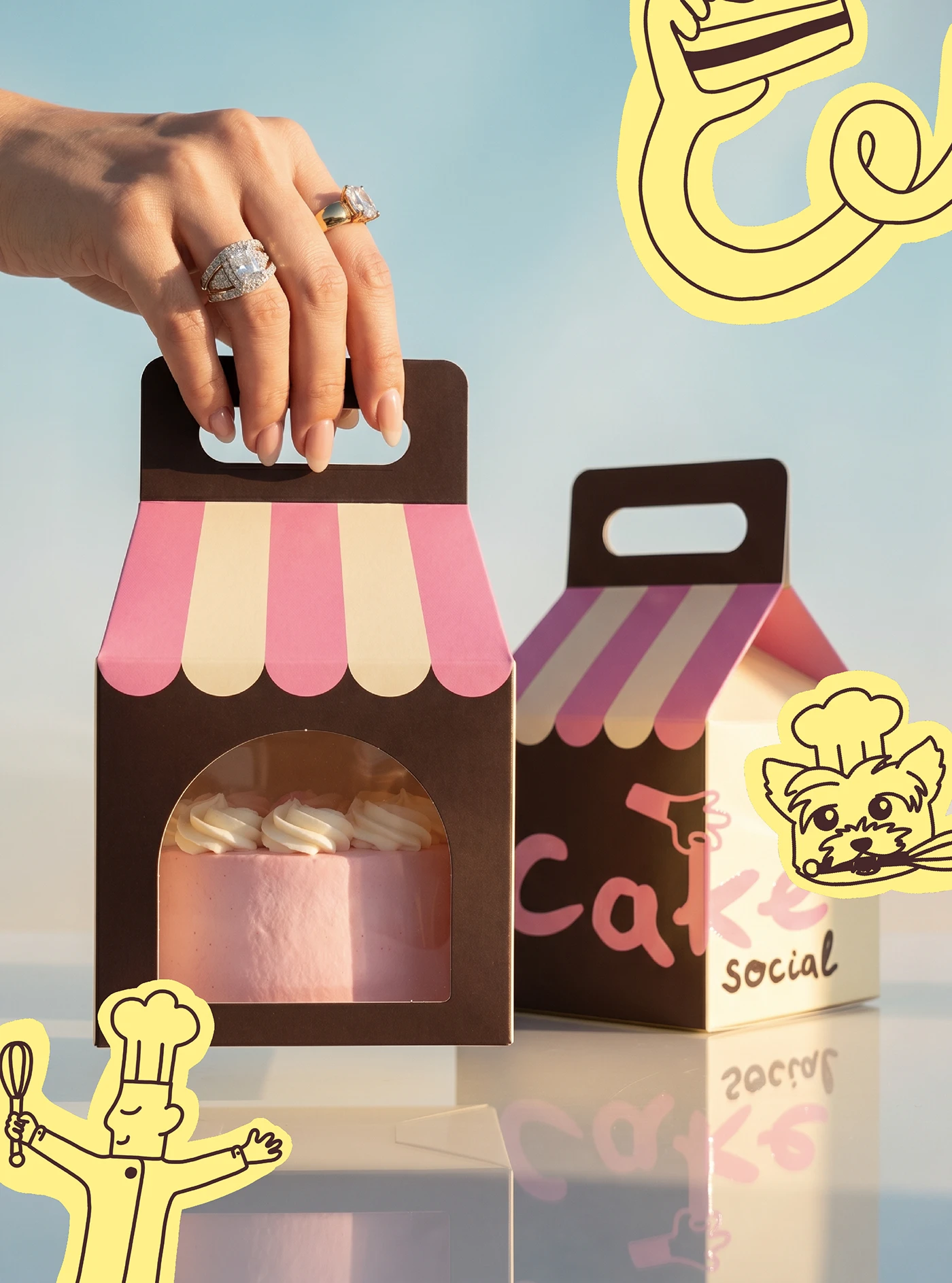 Cake Social bakery branding stationary visual details