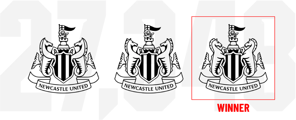 The three crest options put to the supporters' vote, with winning Option C marked