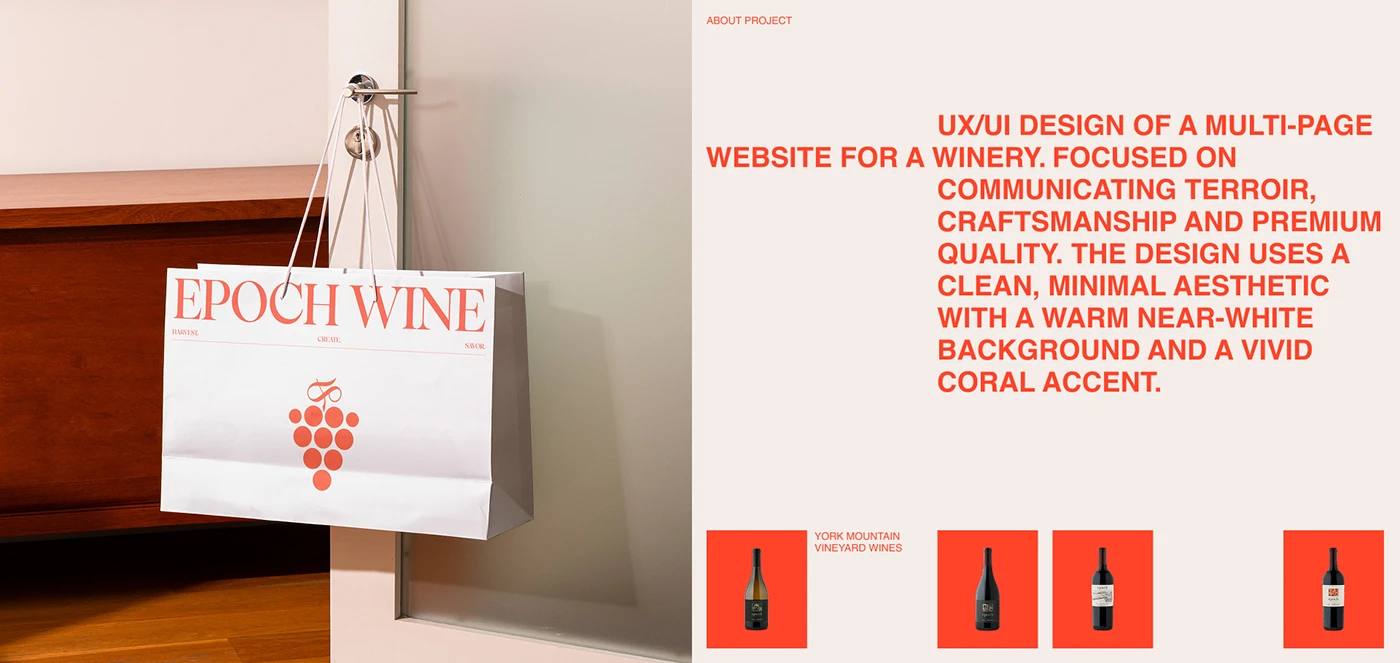 EPOCH WINE branding mobile app UI mockup
