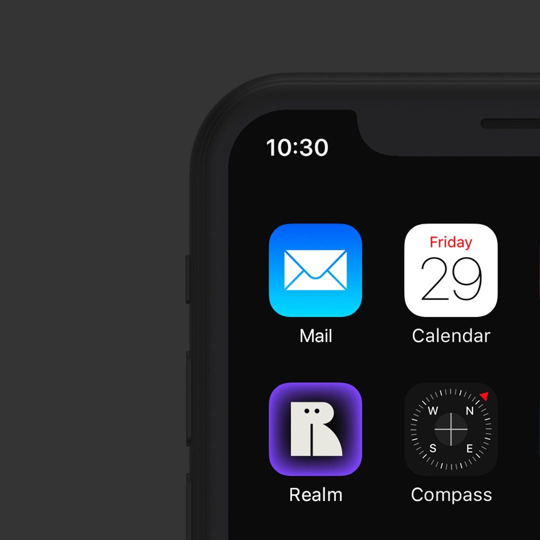 Realm app icon on an iPhone home screen
