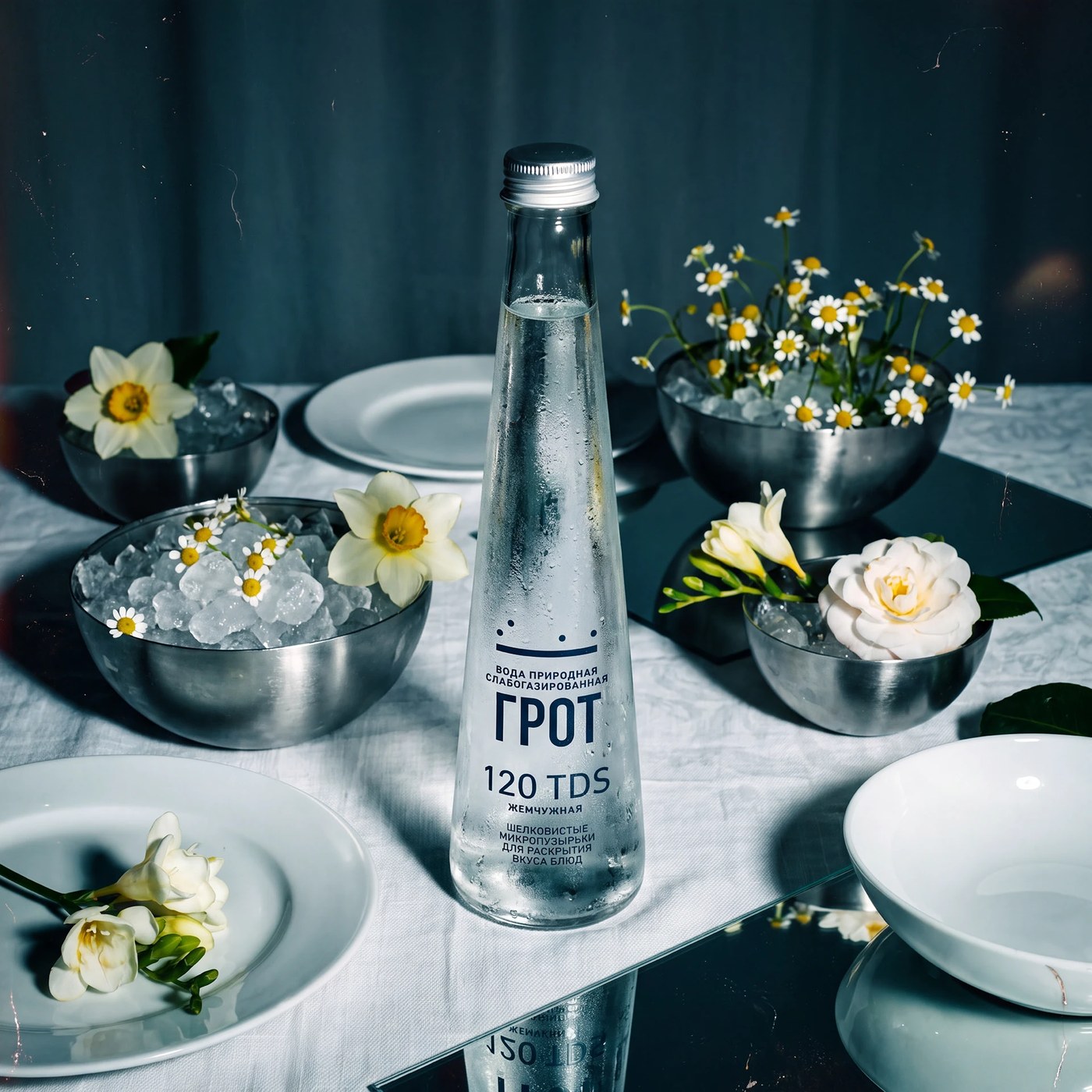Conical glass container with direct-on-glass printing packaging design for GROT