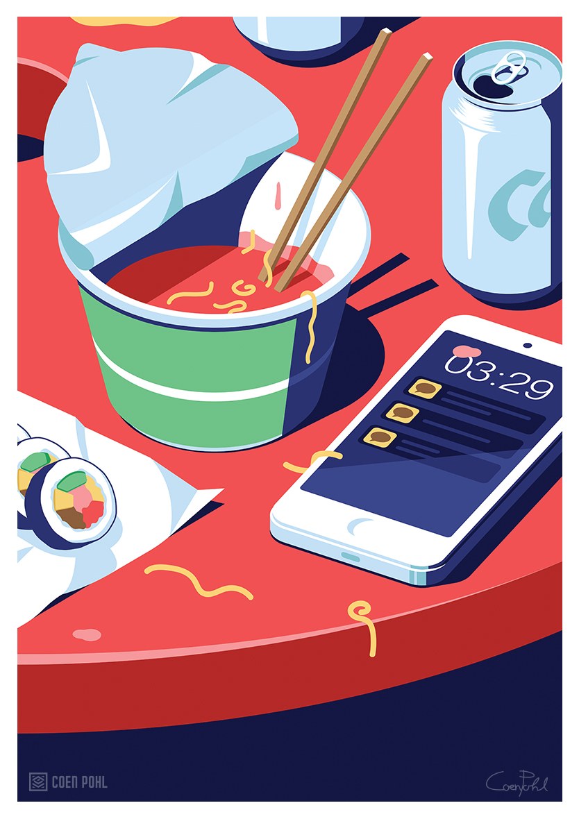 Copper kettle and makgeolli in vector illustration poster series seoul nightlife