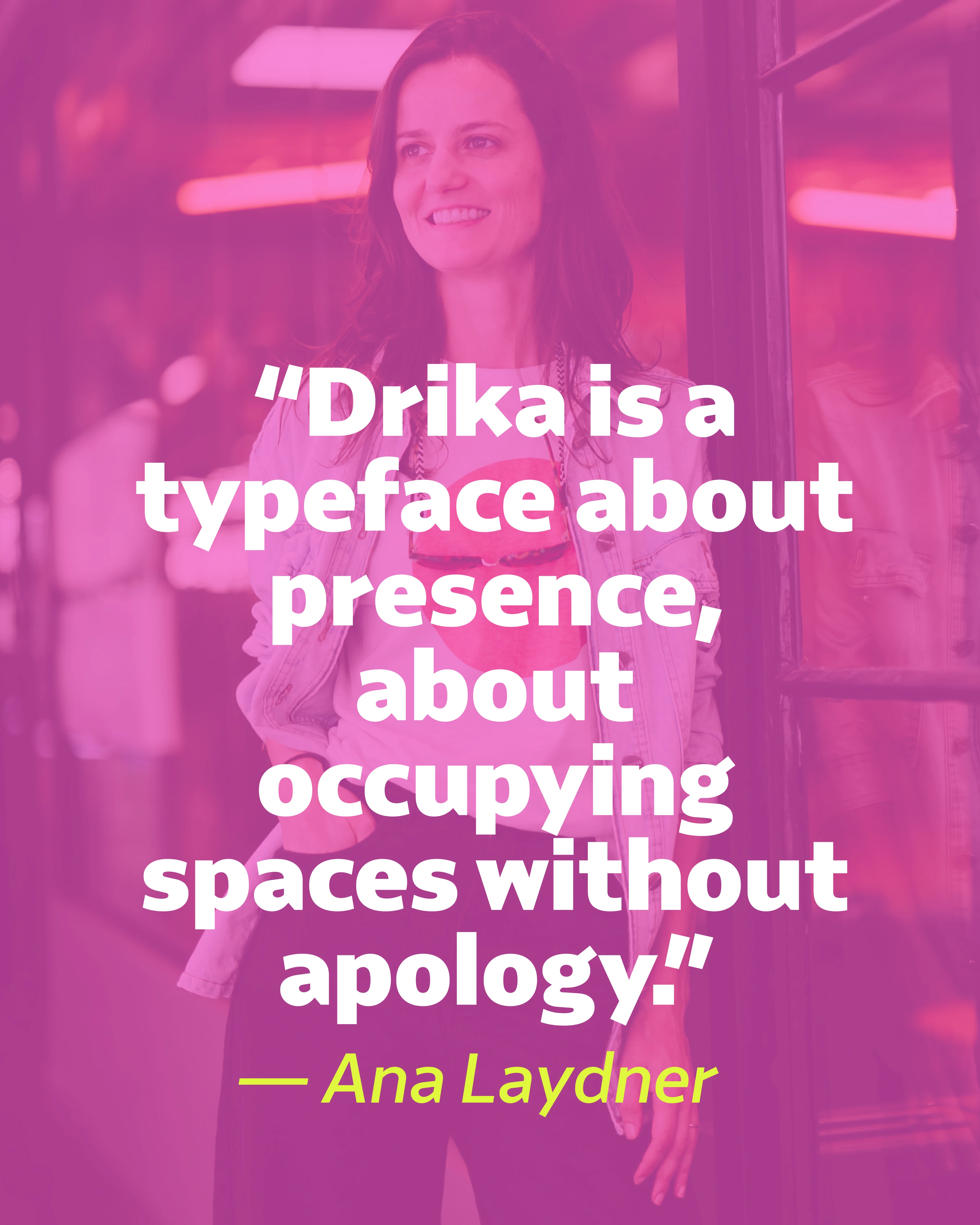 Drika letterform detail showing overlapping glyphs in black and white — Drika typeface