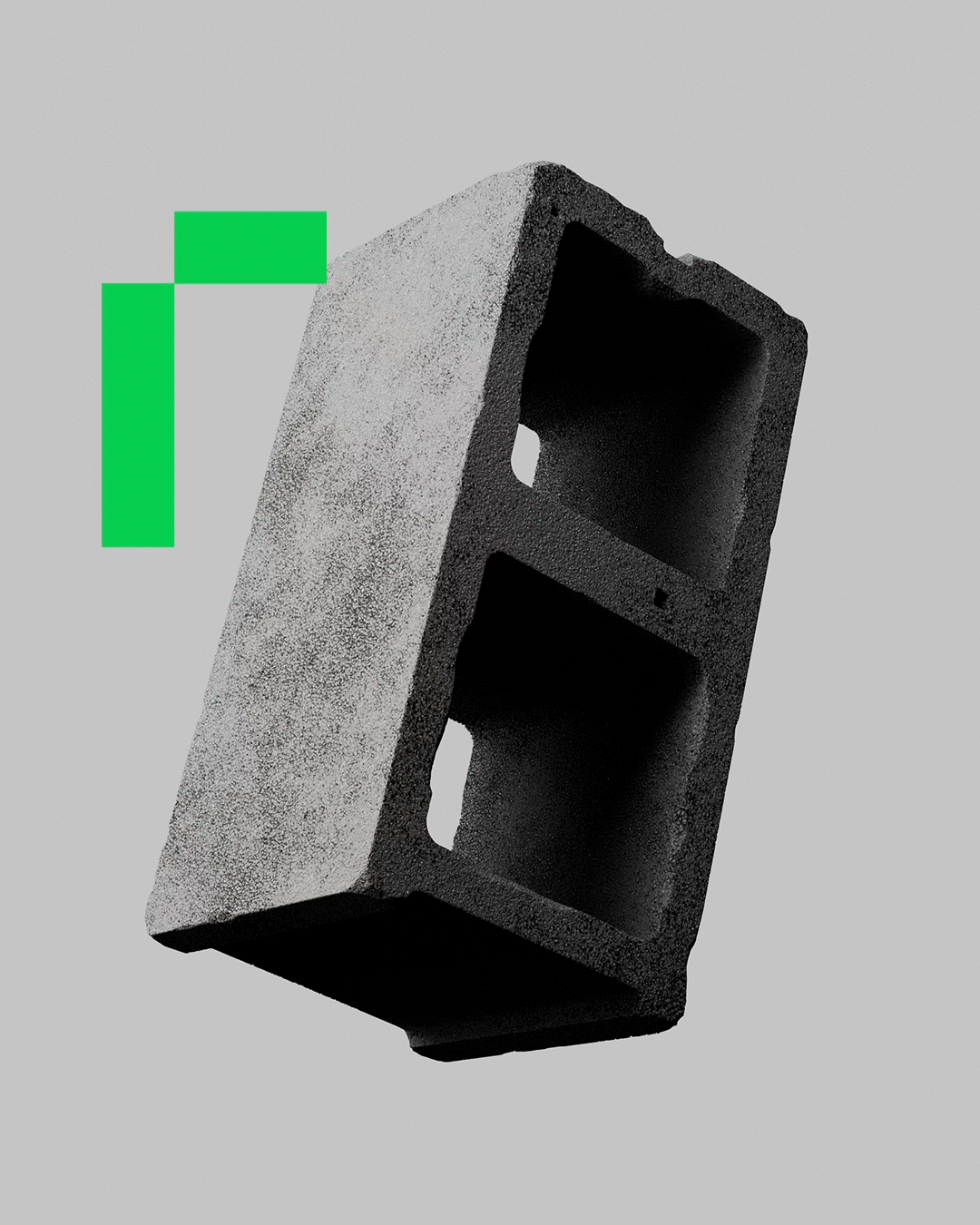AC2 brand identity design animated concrete cinder block symbol
