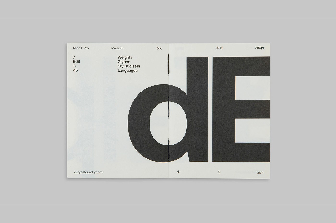 Cover and back view of the aeonik pro sans-serif variable font specimen book set