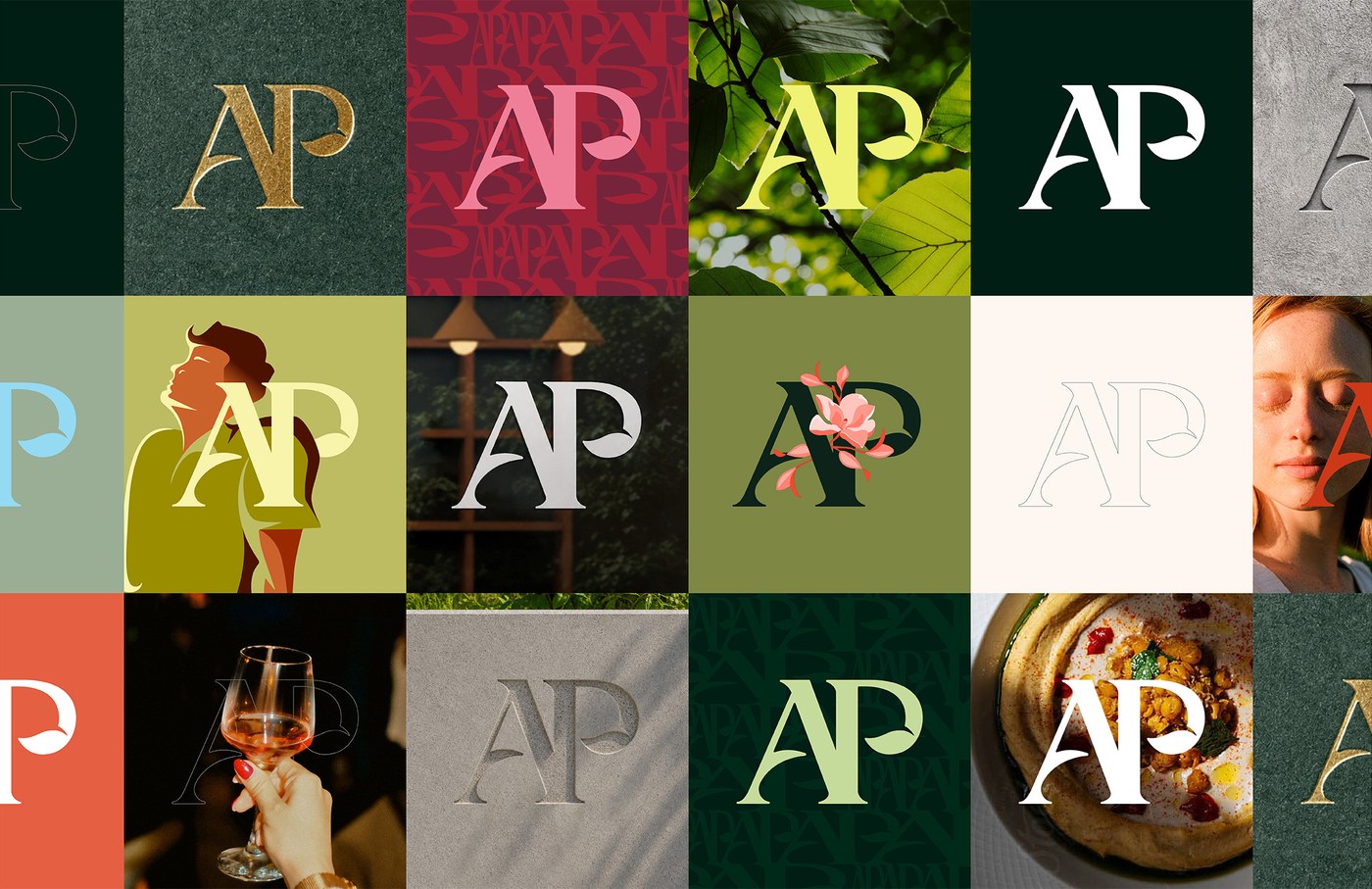 Aire Park brand identity design multi-substrate monogram matrix