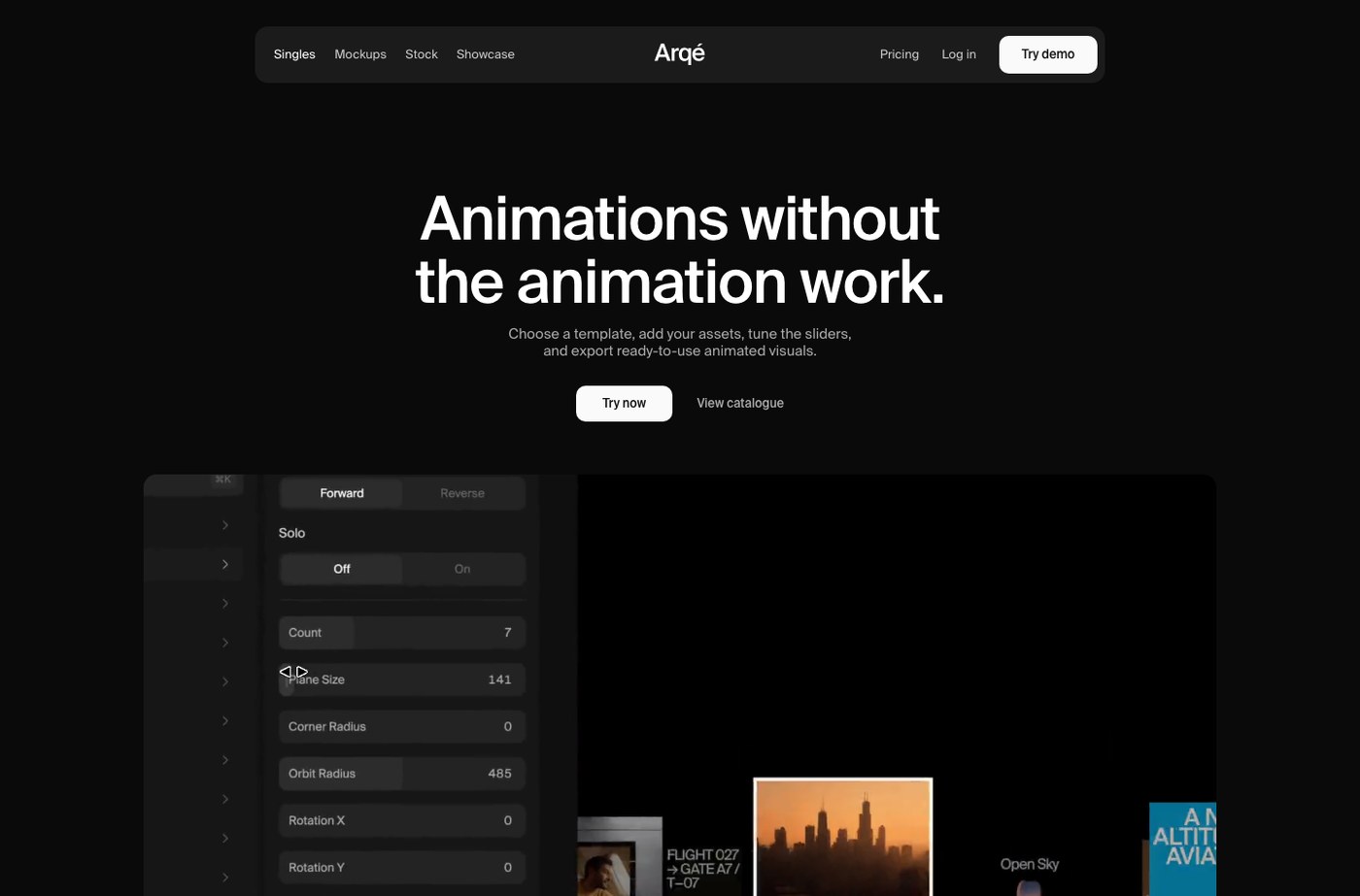 Arqé motion design platform singles and motion templates library