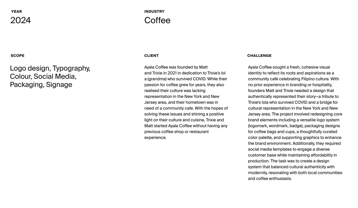 Ayala Coffee Co. digital brand identity touchpoints