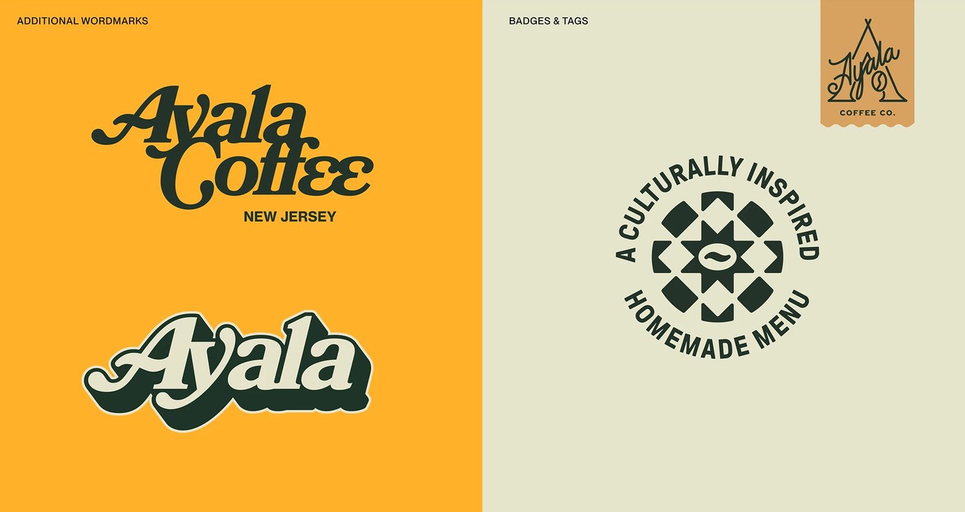 Ayala Coffee Co. graphic illustrations and brand patterns