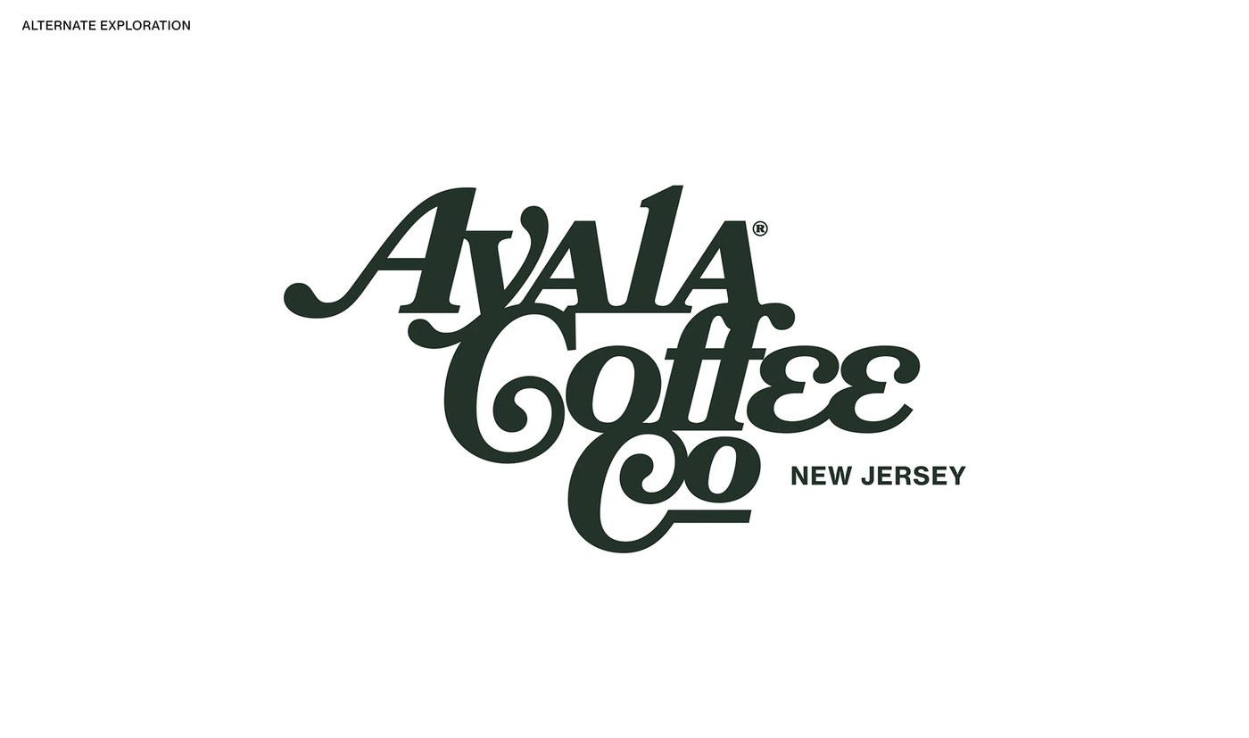 Ayala Coffee Co. typographic hierarchy on structural packaging