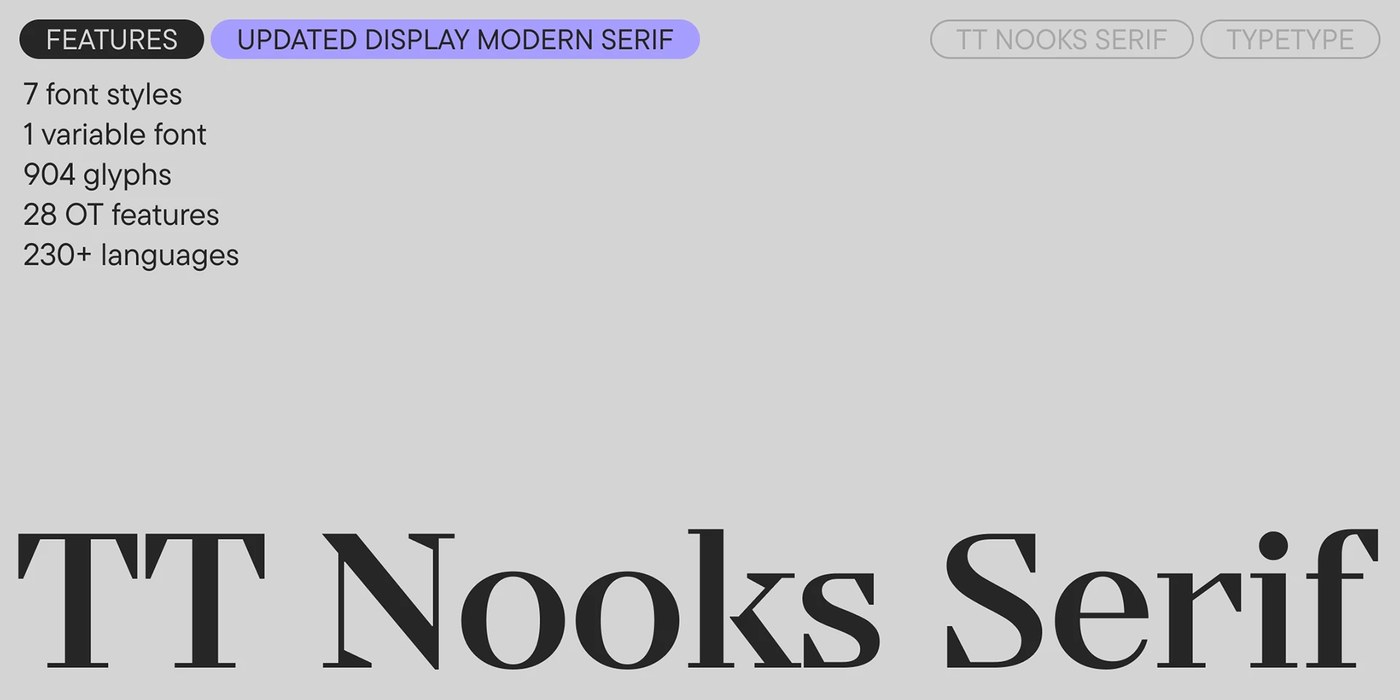 TT Nooks Serif variable font specimen poster layout by TypeType Foundry