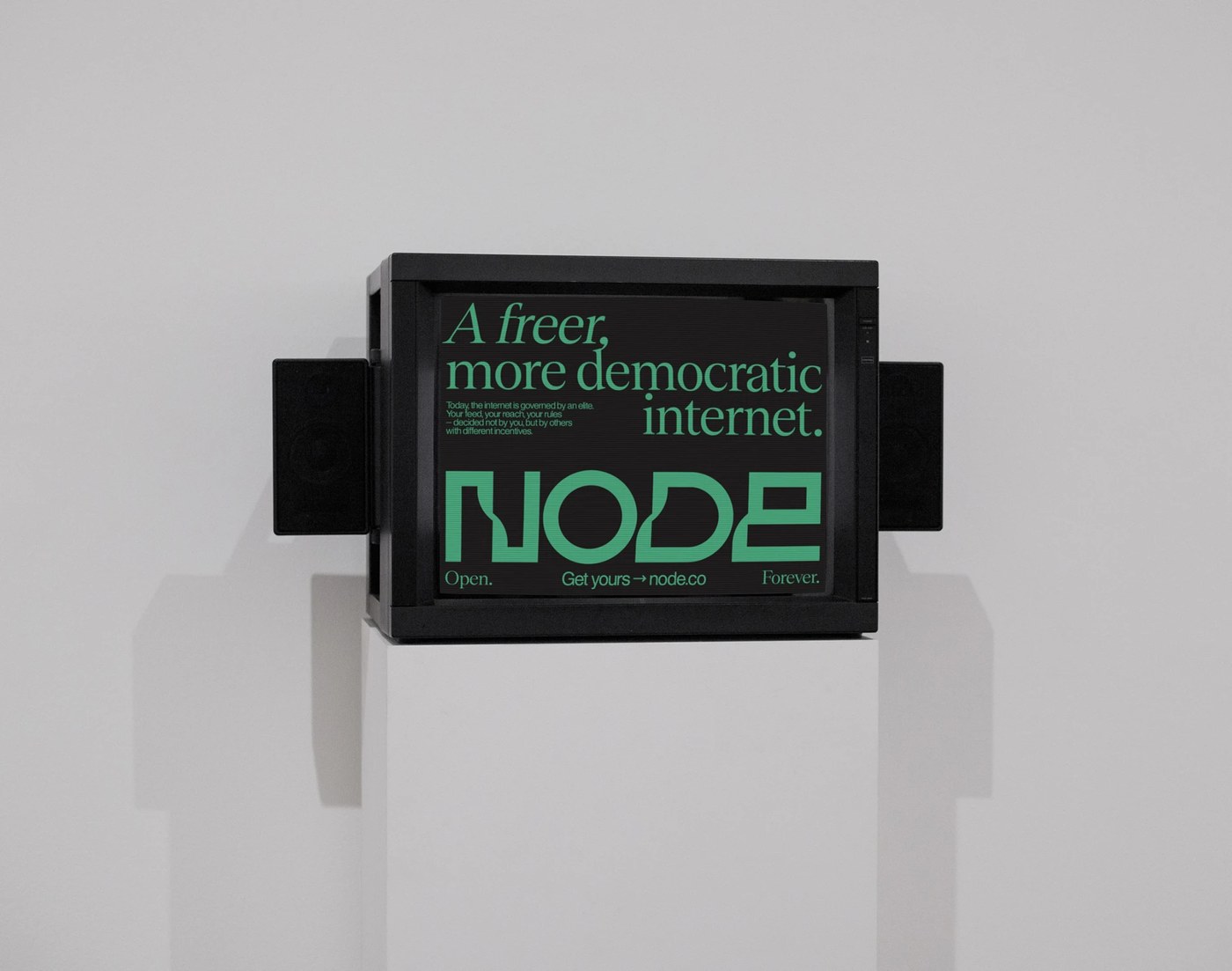 Modular branching typographic mark in Node brand identity system by Brand Brothers