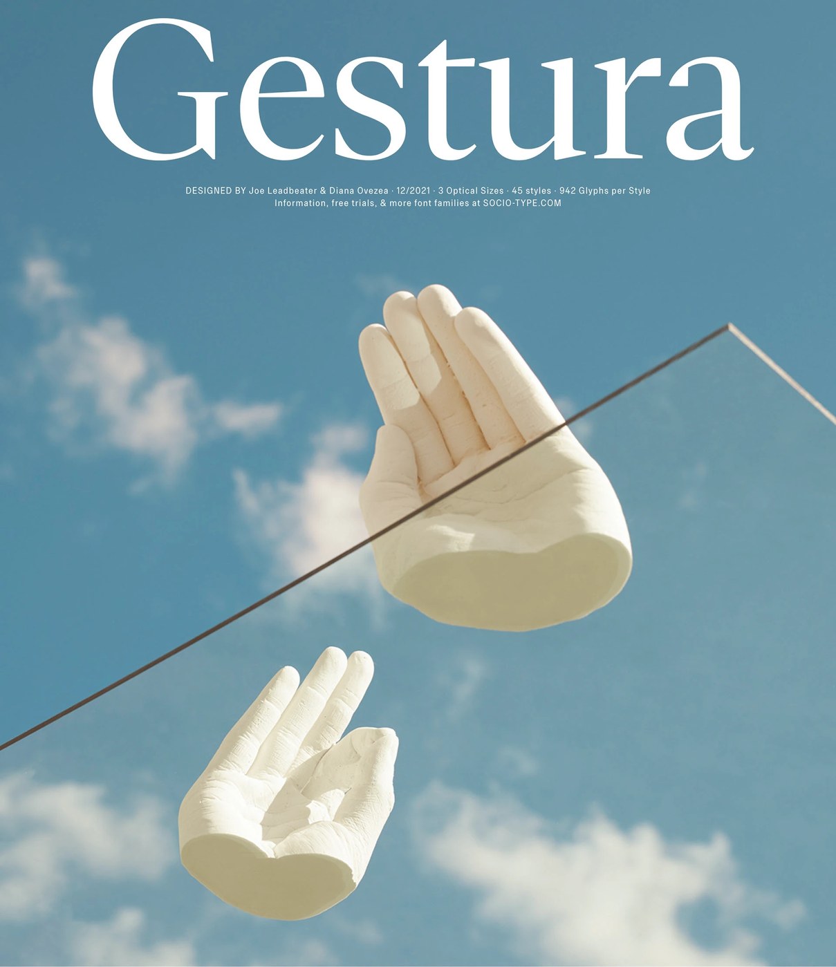 Gestura editorial serif typeface specimen layout by Sociotype Foundry