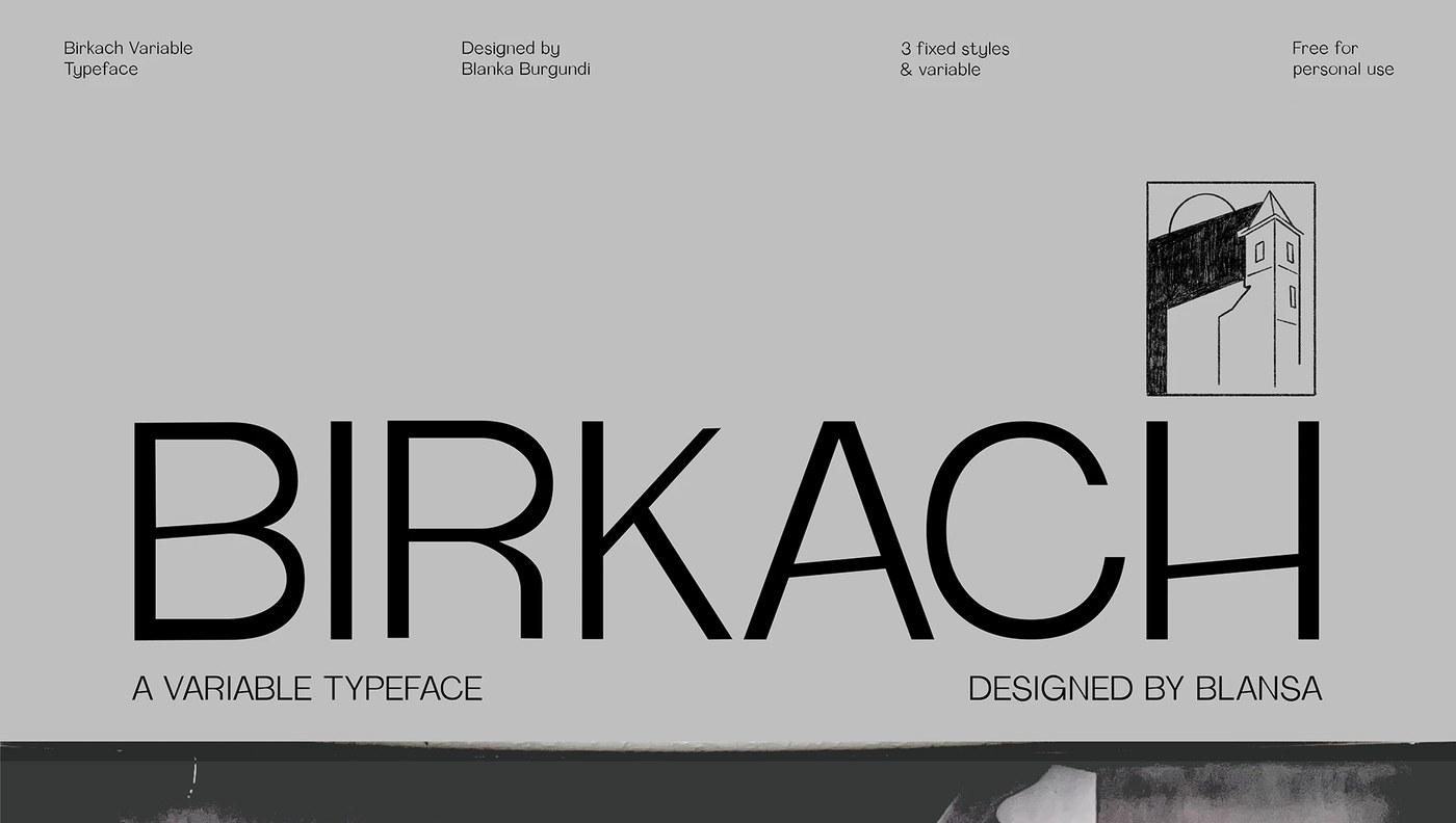 Birkach typeface specimen blanka burgundi character specimen sheet