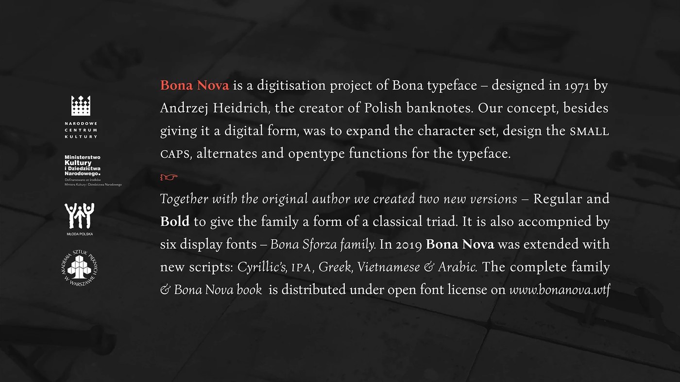 bona nova mateusz machalski free font character glyph detail