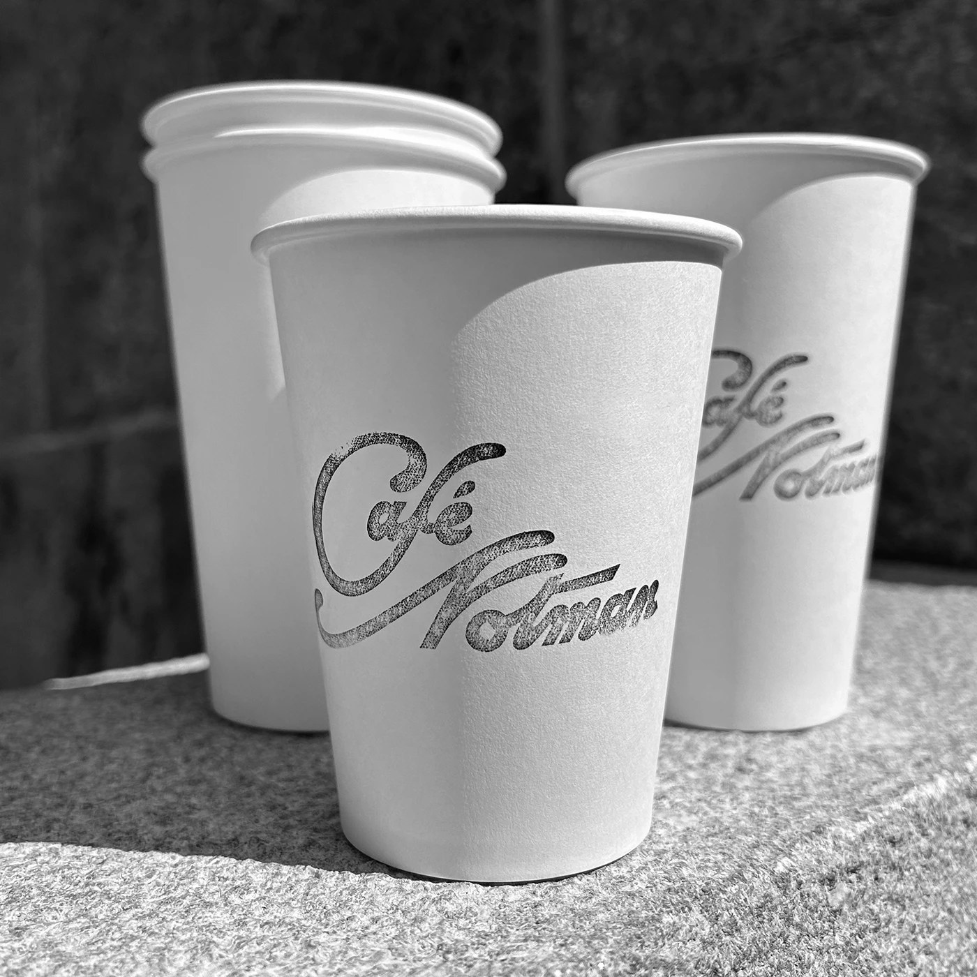 Cafe packaging design and print details for the visual identity