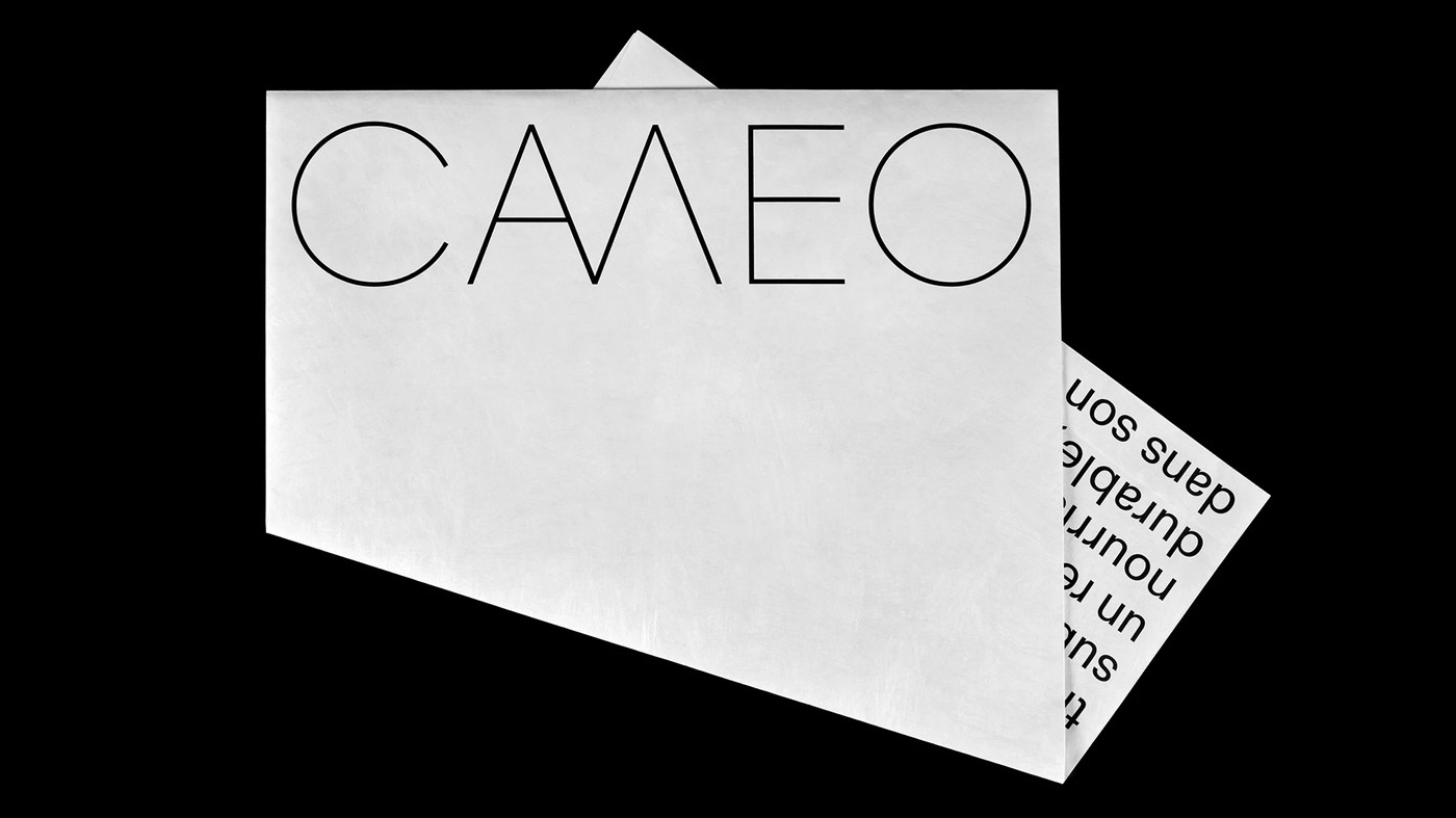 CAMEO brand identity oversized Tyvek envelope design by Paprika Design