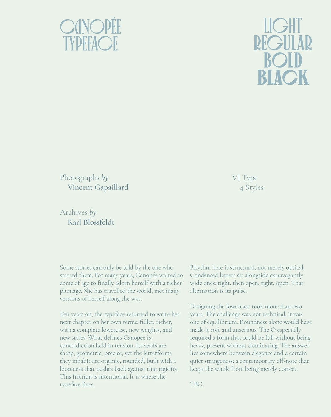 Canopée lowercase letterform details in typography design by Violaine & Jeremy