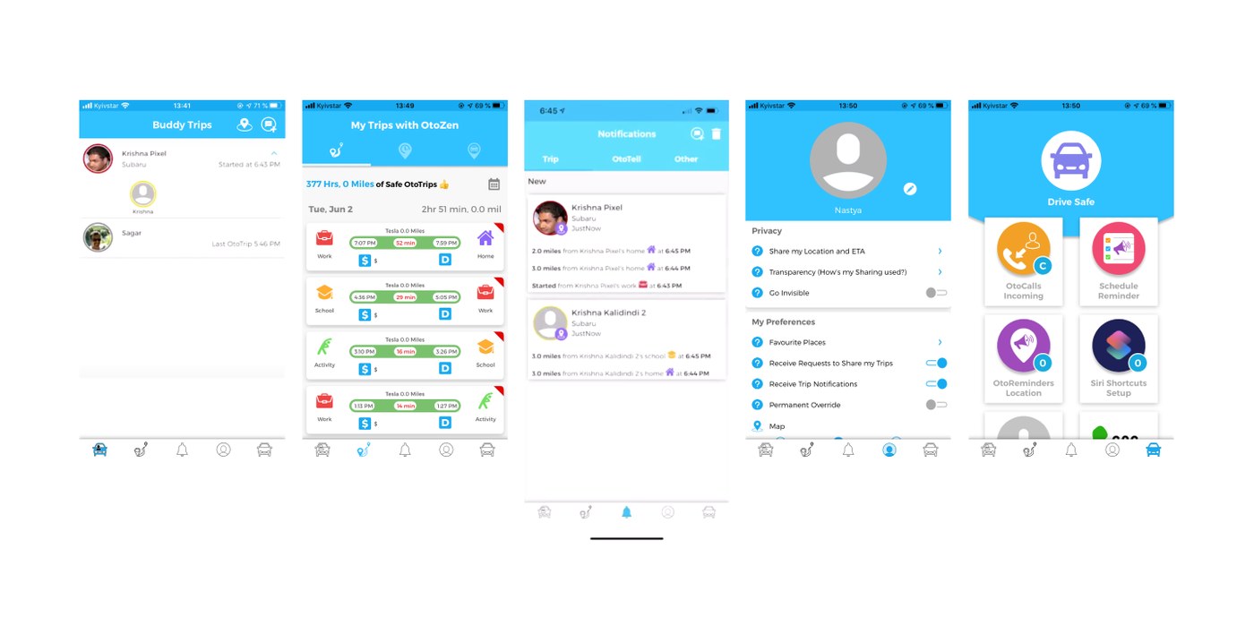otozen mobile app design ui ux safe driving user flow mapping and wireframes
