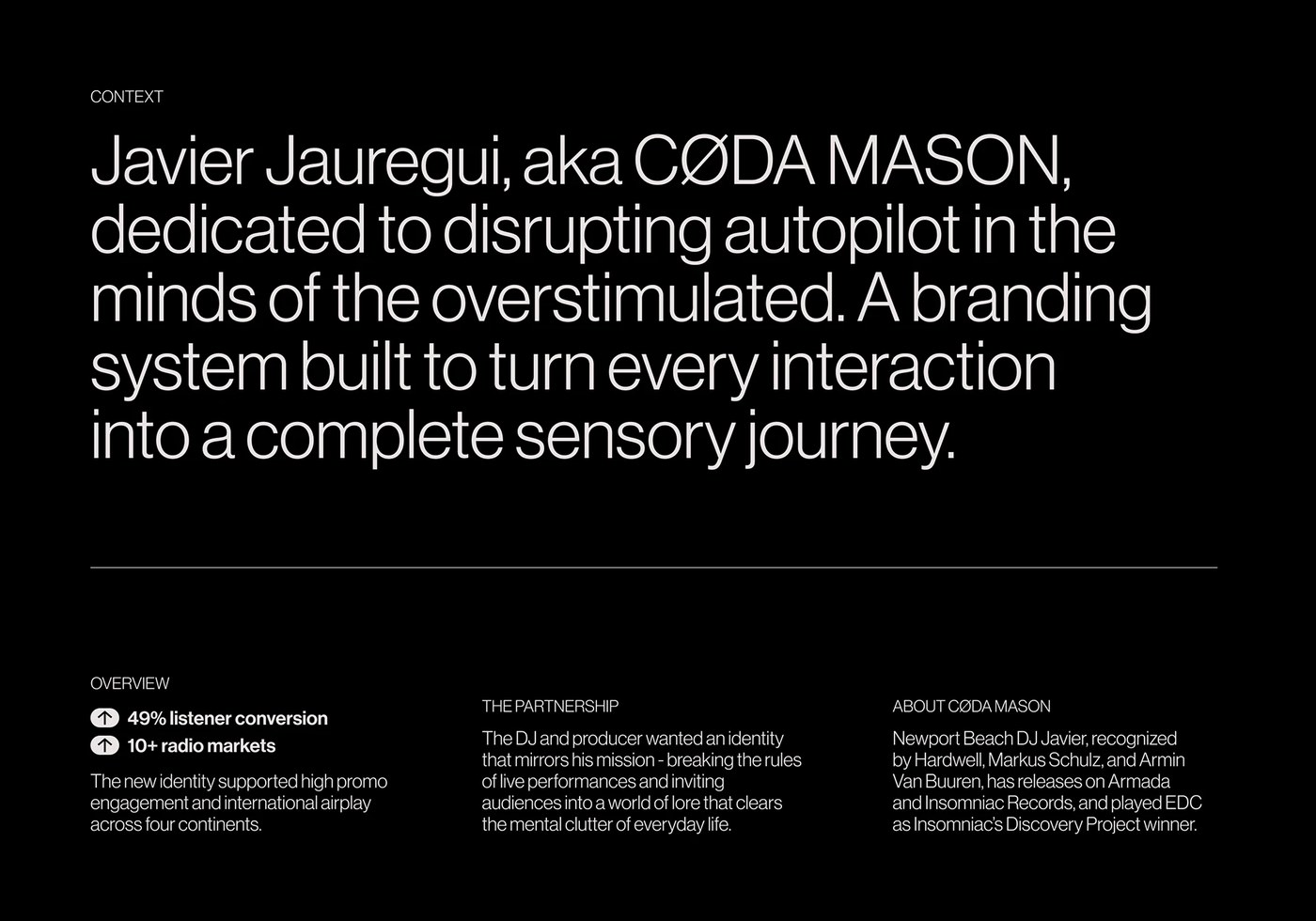 CØDA MASON brand identity graphic grid and layout system
