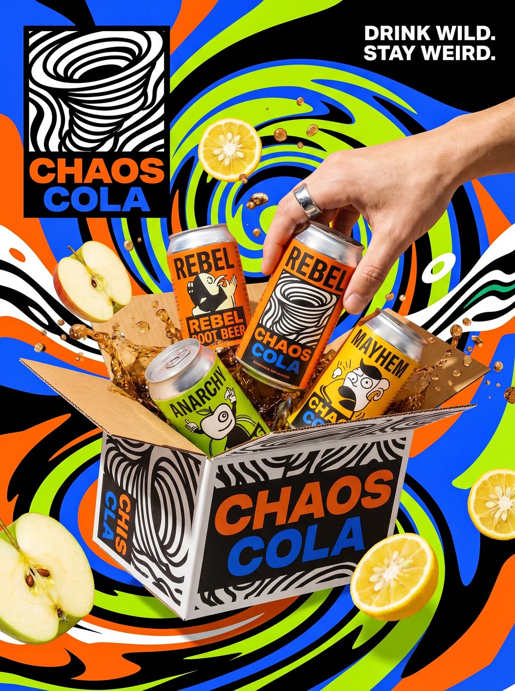 Can label variations and color-blocked packaging design