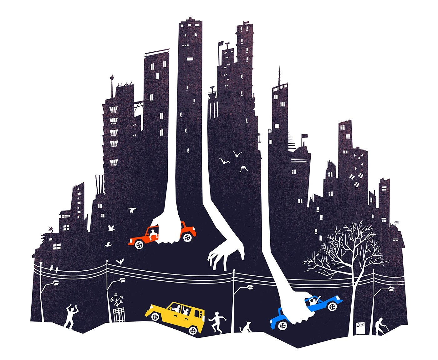 Negative space illustration showing skyscraper concept