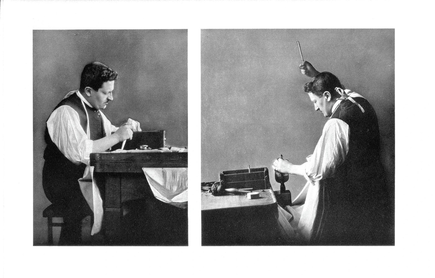 Archival black and white photographs of master diamond cleavers and stone cutters — branding by Two Times Elliott
