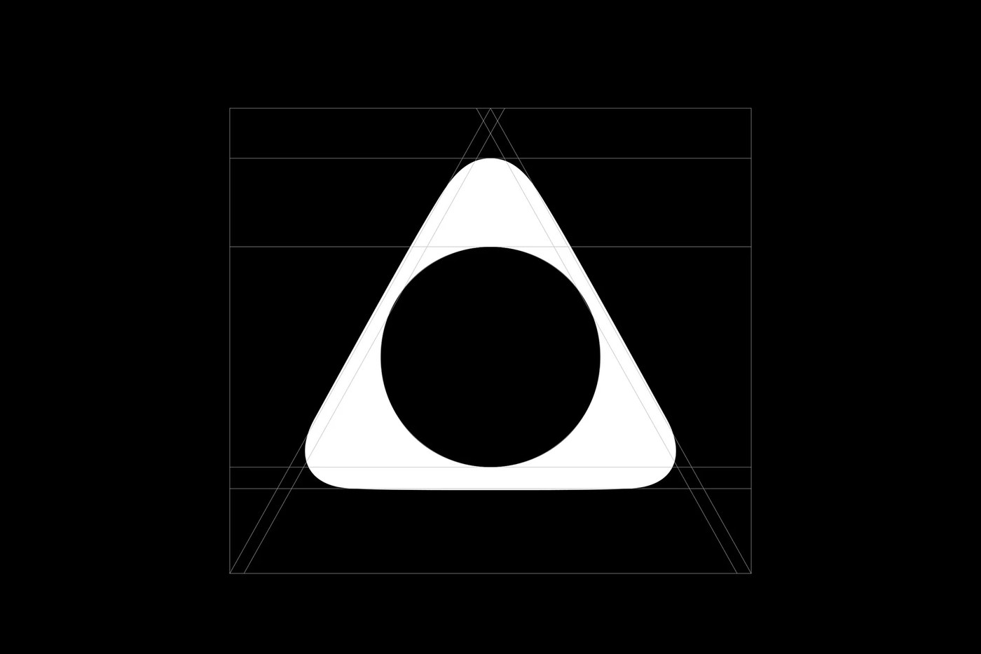 Vector construction grid showing circular arc geometry for Desert Coffee branding