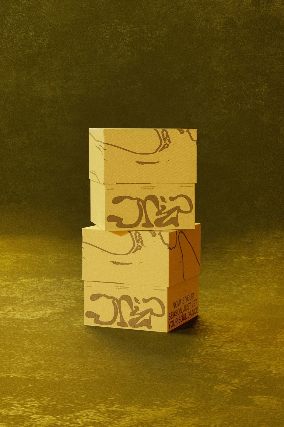 Drip Silver cardboard boxes displaying clean typographic packaging design