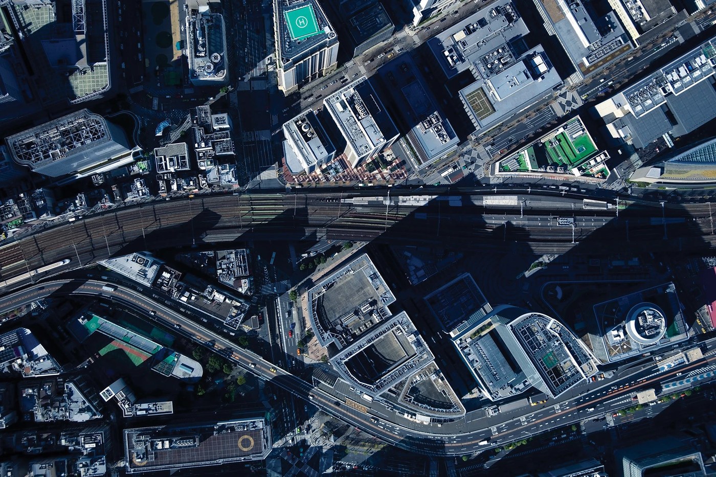 Aerial city infrastructure and rail transit corridors — branding design by Underline Studio