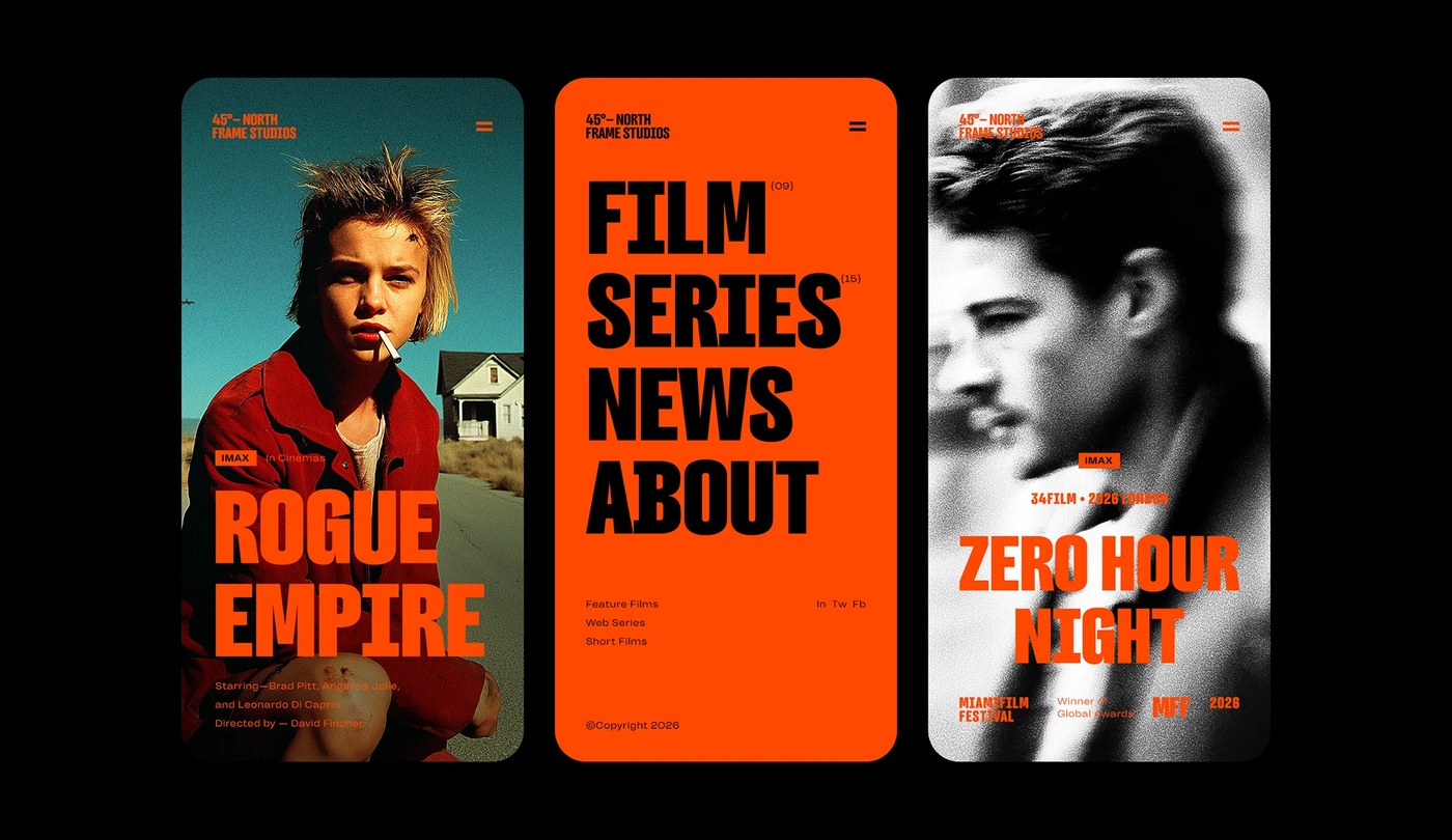 High-contrast editorial poster layout featuring Filming typeface typography design