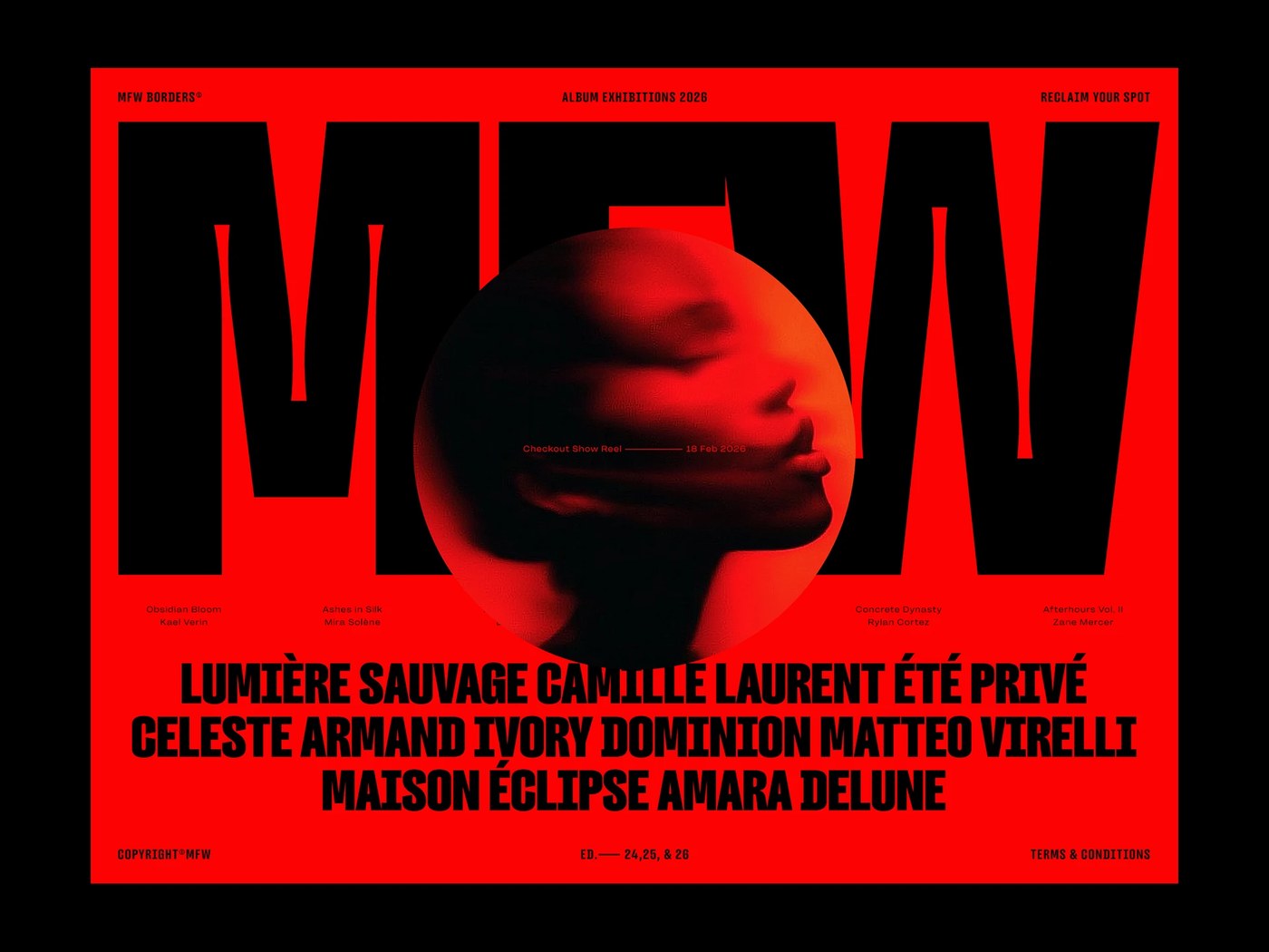 Editorial book cover and printed specimen layout using Filming typography design