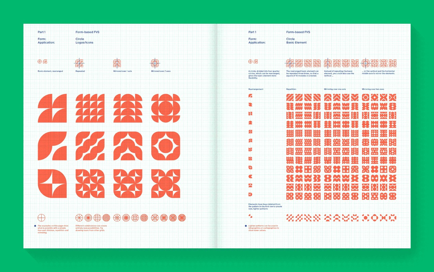 Form-based visual system grid and circular modules — editorial design by TwoPoints.Net