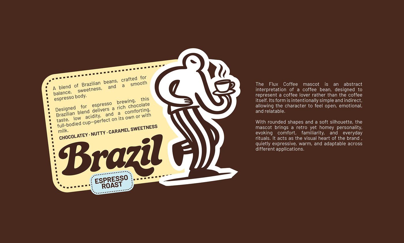 FLUX COFFEE brand identity retro typography and logo design