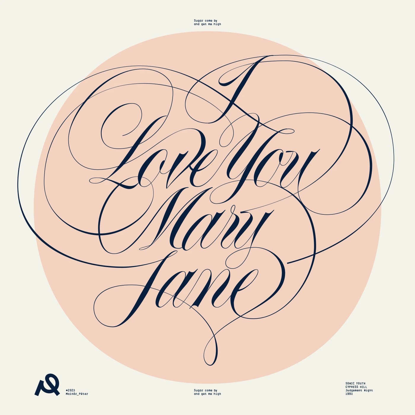 Spencerian script flourishes and calligraphic lettering for I Love You Mary Jane by Molnár Péter