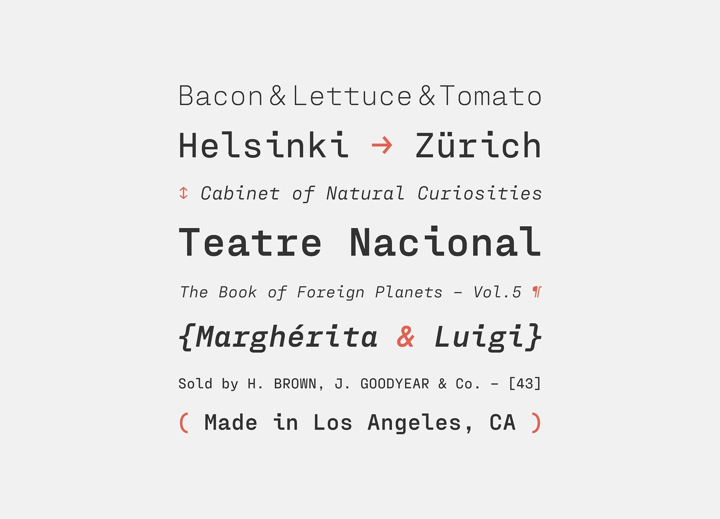 Editorial typographic hierarchy specimen showcasing Fraktion Mono font weights and glyph styles