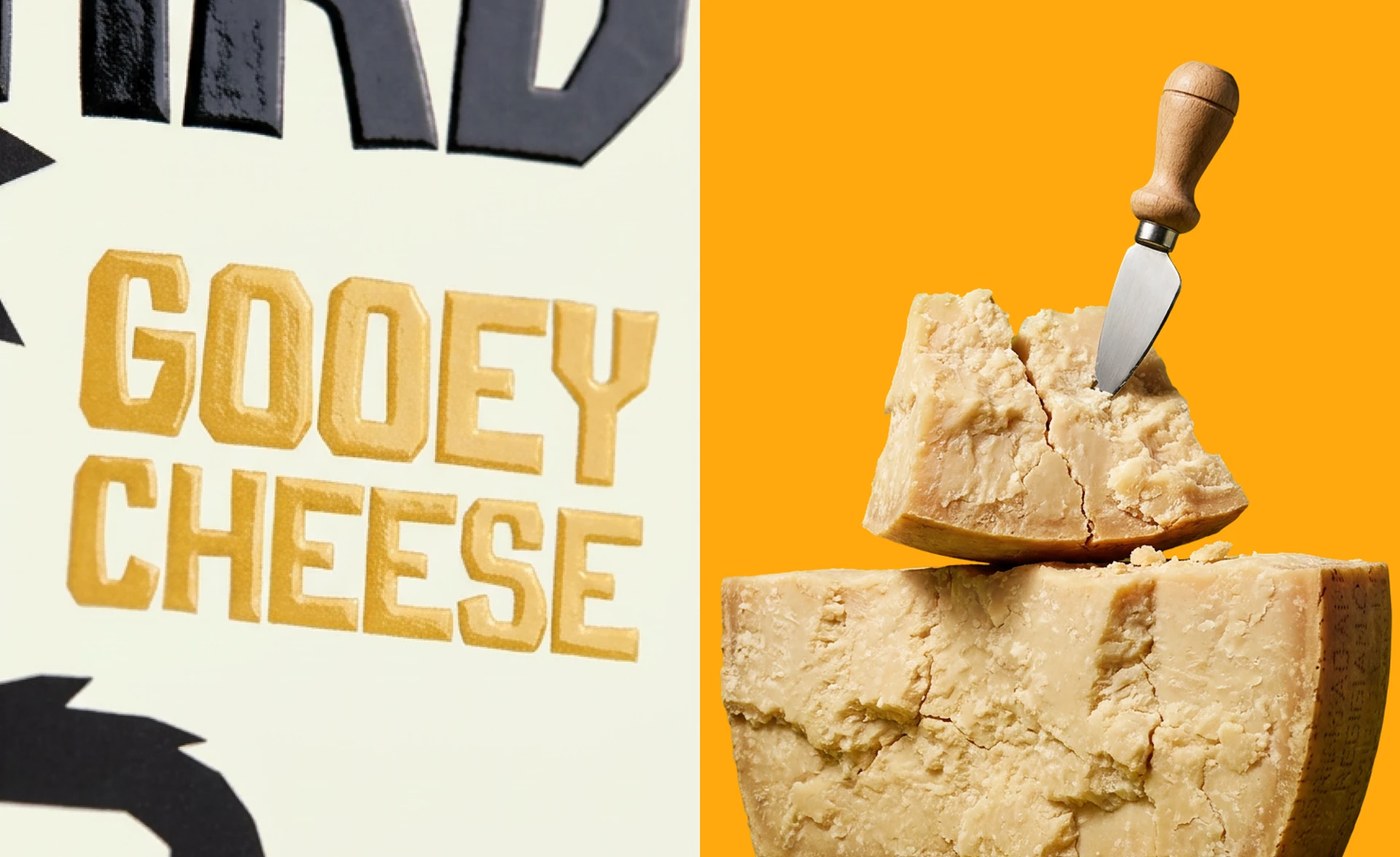Cheese label detail within freaky lizard branding packaging yevheniia dutchak.
