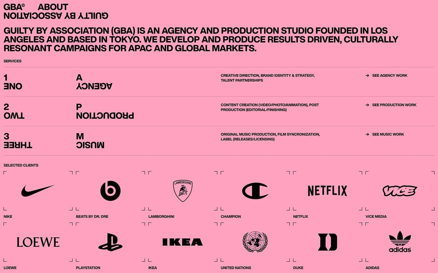Inverted text and hover effects in visual identity website design grid layout lundgrenlindqvist