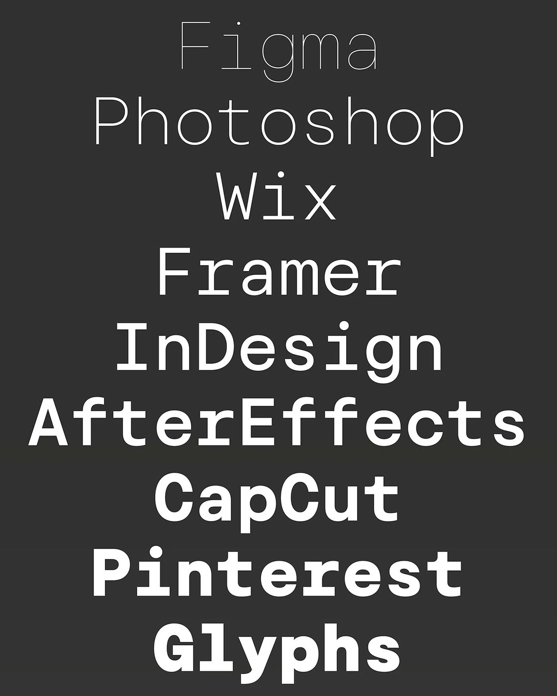 goga mono monospaced typeface specimen typography narrow type code editor application