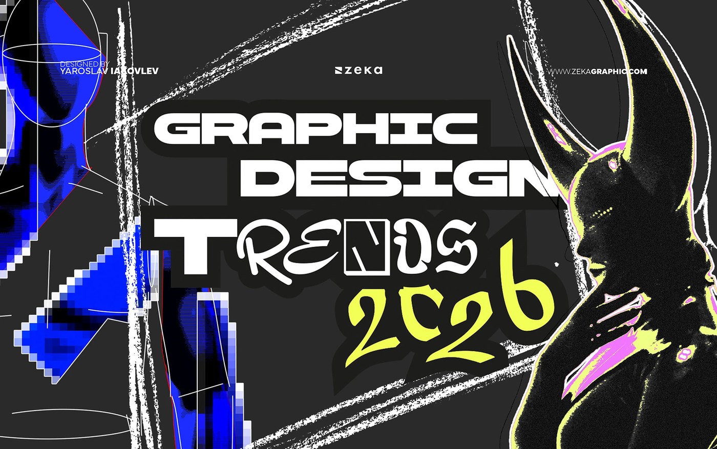 graphic design trends 2026 poster series layout view