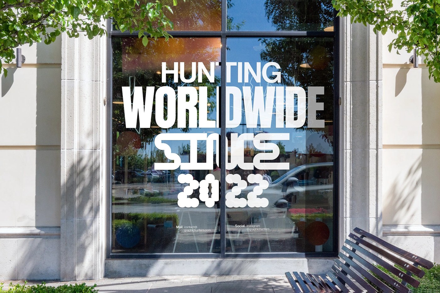 Outdoor building signage representing the motion design branding system