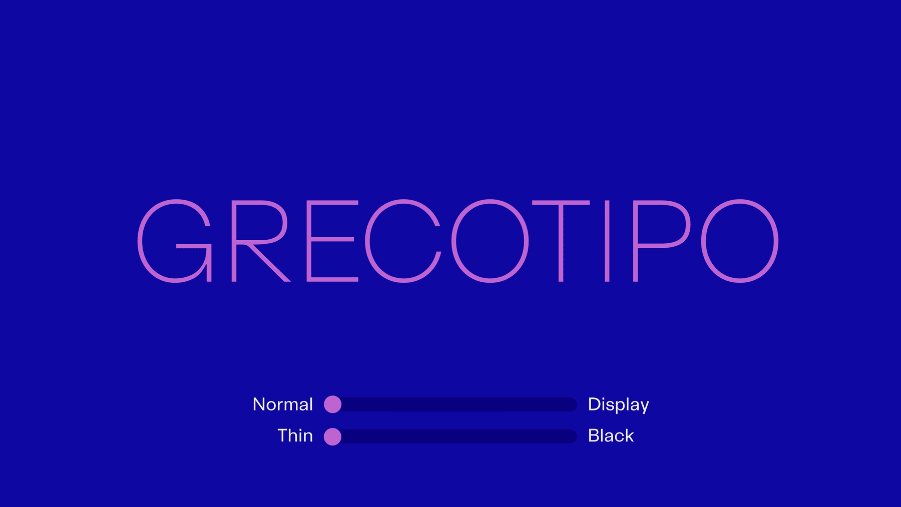 Animated variable font specimen illustrating weight and display axis interpolation in Grecotipo type design