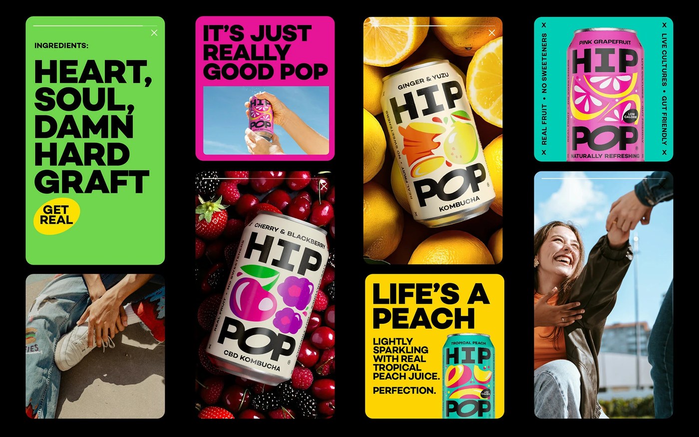 Playful brand illustrations and graphic icons created for Hip Pop packaging design