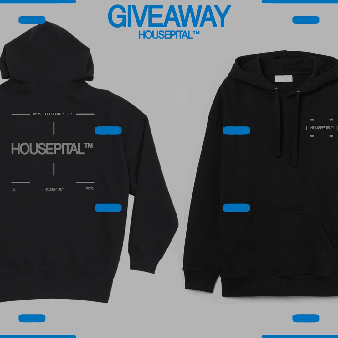 Black merchandise hoodie apparel front and back with clinical grid telemetry branding print